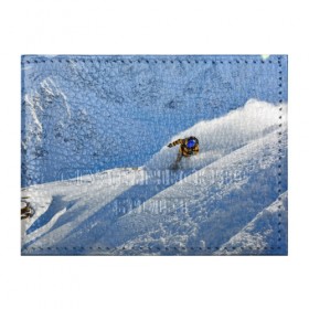 Обложка для студенческого билета с принтом Спуск в Тюмени, натуральная кожа | Размер: 11*8 см; Печать на всей внешней стороне | Тематика изображения на принте: гора | зима | лыжник | снег | спорт | спуск
