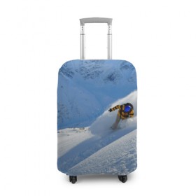 Чехол для чемодана 3D с принтом Спуск в Тюмени, 86% полиэфир, 14% спандекс | двустороннее нанесение принта, прорези для ручек и колес | гора | зима | лыжник | снег | спорт | спуск