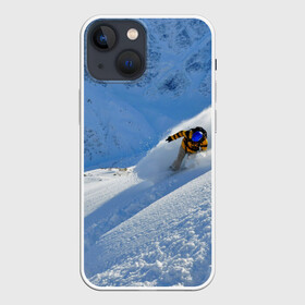 Чехол для iPhone 13 mini с принтом Спуск в Тюмени,  |  | гора | зима | лыжник | снег | спорт | спуск