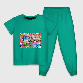 Детская пижама хлопок с принтом Пикассо из будущего в Тюмени, 100% хлопок |  брюки и футболка прямого кроя, без карманов, на брюках мягкая резинка на поясе и по низу штанин
 | Тематика изображения на принте: искусство | радуга | улицы