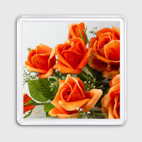 Магнит 55*55 с принтом Розы в Тюмени, Пластик | Размер: 65*65 мм; Размер печати: 55*55 мм | бабочки | весна | краски | лето | осень | розы | цветок | цветы