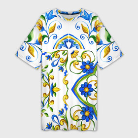 Платье-футболка 3D с принтом Майолика в Тюмени,  |  | dg | dolce | dolce  gabana | dolce  gabbana | dolce gabbana | maiolica | majolica | trend | барселона | дольче | дольче габана | дольче габбана | керамика | майолика | мода | модный принт | мозаика | мозайка | плитка | роспись | тренд