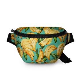 Поясная сумка 3D с принтом Банан в Тюмени, 100% полиэстер | плотная ткань, ремень с регулируемой длиной, внутри несколько карманов для мелочей, основное отделение и карман с обратной стороны сумки застегиваются на молнию | banana | банан | бананы | паттерн