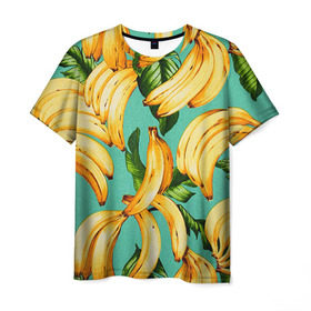 Мужская футболка 3D с принтом Банан в Тюмени, 100% полиэфир | прямой крой, круглый вырез горловины, длина до линии бедер | Тематика изображения на принте: banana | банан | бананы | паттерн