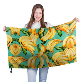 Флаг 3D с принтом Банан в Тюмени, 100% полиэстер | плотность ткани — 95 г/м2, размер — 67 х 109 см. Принт наносится с одной стороны | banana | банан | бананы | паттерн