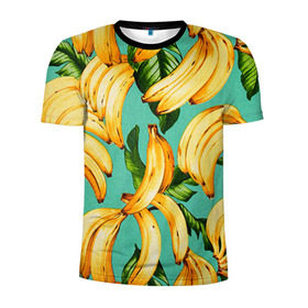 Мужская футболка 3D спортивная с принтом Банан в Тюмени, 100% полиэстер с улучшенными характеристиками | приталенный силуэт, круглая горловина, широкие плечи, сужается к линии бедра | Тематика изображения на принте: banana | банан | бананы | паттерн