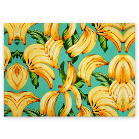 Поздравительная открытка с принтом Банан в Тюмени, 100% бумага | плотность бумаги 280 г/м2, матовая, на обратной стороне линовка и место для марки
 | banana | банан | бананы | паттерн
