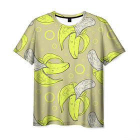 Мужская футболка 3D с принтом Банан 8 в Тюмени, 100% полиэфир | прямой крой, круглый вырез горловины, длина до линии бедер | banana | банан | бананы | паттерн