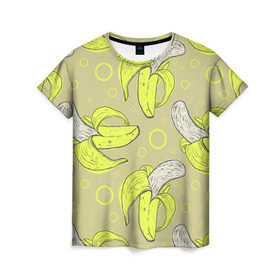 Женская футболка 3D с принтом Банан 8 в Тюмени, 100% полиэфир ( синтетическое хлопкоподобное полотно) | прямой крой, круглый вырез горловины, длина до линии бедер | banana | банан | бананы | паттерн