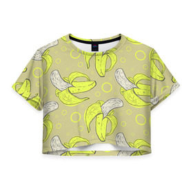 Женская футболка 3D укороченная с принтом Банан 8 в Тюмени, 100% полиэстер | круглая горловина, длина футболки до линии талии, рукава с отворотами | banana | банан | бананы | паттерн