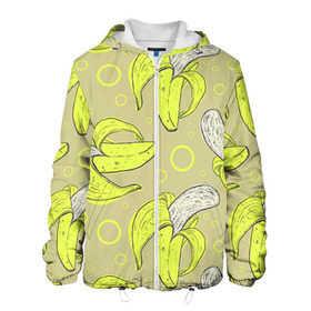 Мужская куртка 3D с принтом Банан 8 в Тюмени, ткань верха — 100% полиэстер, подклад — флис | прямой крой, подол и капюшон оформлены резинкой с фиксаторами, два кармана без застежек по бокам, один большой потайной карман на груди. Карман на груди застегивается на липучку | Тематика изображения на принте: banana | банан | бананы | паттерн