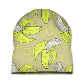 Шапка 3D с принтом Банан 8 в Тюмени, 100% полиэстер | универсальный размер, печать по всей поверхности изделия | banana | банан | бананы | паттерн