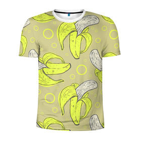 Мужская футболка 3D спортивная с принтом Банан 8 в Тюмени, 100% полиэстер с улучшенными характеристиками | приталенный силуэт, круглая горловина, широкие плечи, сужается к линии бедра | Тематика изображения на принте: banana | банан | бананы | паттерн
