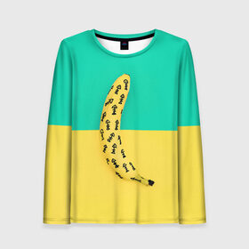 Женский лонгслив 3D с принтом Банан 5 в Тюмени, 100% полиэстер | длинные рукава, круглый вырез горловины, полуприлегающий силуэт | banana | fashion | банан | бананы | мода