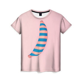 Женская футболка 3D с принтом Банан 3 в Тюмени, 100% полиэфир ( синтетическое хлопкоподобное полотно) | прямой крой, круглый вырез горловины, длина до линии бедер | banana | fashion | банан | бананы | мода