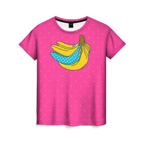 Женская футболка 3D с принтом Банан 2 в Тюмени, 100% полиэфир ( синтетическое хлопкоподобное полотно) | прямой крой, круглый вырез горловины, длина до линии бедер | banana | fashion | банан | бананы | мода