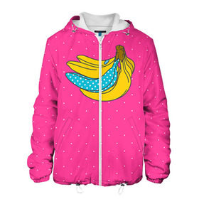 Мужская куртка 3D с принтом Банан 2 в Тюмени, ткань верха — 100% полиэстер, подклад — флис | прямой крой, подол и капюшон оформлены резинкой с фиксаторами, два кармана без застежек по бокам, один большой потайной карман на груди. Карман на груди застегивается на липучку | Тематика изображения на принте: banana | fashion | банан | бананы | мода