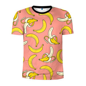 Мужская футболка 3D спортивная с принтом Банан 1 в Тюмени, 100% полиэстер с улучшенными характеристиками | приталенный силуэт, круглая горловина, широкие плечи, сужается к линии бедра | Тематика изображения на принте: banana | банан | бананы | паттерн