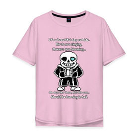 Мужская футболка хлопок Oversize с принтом Sans Battle в Тюмени, 100% хлопок | свободный крой, круглый ворот, “спинка” длиннее передней части | gaster blaster | genocide | sans | sans battle | undertale | гастер бластер | геноцид | санс