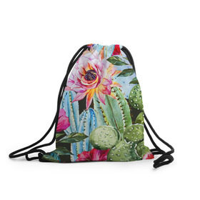 Рюкзак-мешок 3D с принтом Зелень в Тюмени, 100% полиэстер | плотность ткани — 200 г/м2, размер — 35 х 45 см; лямки — толстые шнурки, застежка на шнуровке, без карманов и подкладки | Тематика изображения на принте: кактусы | лилия | тропики | цветы