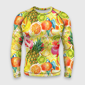 Мужской рашгард 3D с принтом Веселые фрукты 1 в Тюмени,  |  | Тематика изображения на принте: апельсин | арбуз | банан | виноград | груша | киви | овощи | питание | ппп | правильное | тайланд | фрукт | яблоко