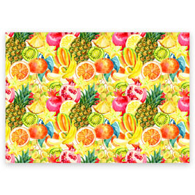 Поздравительная открытка с принтом Веселые фрукты 1 в Тюмени, 100% бумага | плотность бумаги 280 г/м2, матовая, на обратной стороне линовка и место для марки
 | апельсин | арбуз | банан | виноград | груша | киви | овощи | питание | ппп | правильное | тайланд | фрукт | яблоко