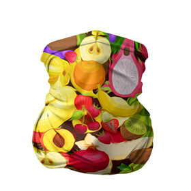 Бандана-труба 3D с принтом Веселые фрукты в Тюмени, 100% полиэстер, ткань с особыми свойствами — Activecool | плотность 150‒180 г/м2; хорошо тянется, но сохраняет форму | апельсин | арбуз | банан | виноград | груша | киви | овощи | питание | ппп | правильное | тайланд | фрукт | яблоко
