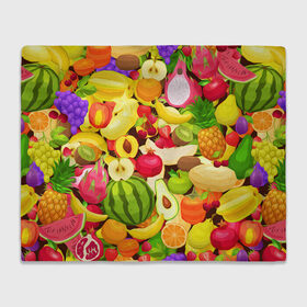 Плед 3D с принтом Веселые фрукты в Тюмени, 100% полиэстер | закругленные углы, все края обработаны. Ткань не мнется и не растягивается | апельсин | арбуз | банан | виноград | груша | киви | овощи | питание | ппп | правильное | тайланд | фрукт | яблоко