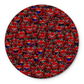 Коврик круглый с принтом Какодемоны (pixel-art) в Тюмени, резина и полиэстер | круглая форма, изображение наносится на всю лицевую часть | doom | демон | дум