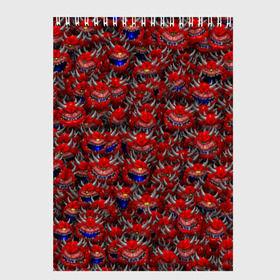 Скетчбук с принтом Какодемоны (pixel-art) в Тюмени, 100% бумага
 | 48 листов, плотность листов — 100 г/м2, плотность картонной обложки — 250 г/м2. Листы скреплены сверху удобной пружинной спиралью | Тематика изображения на принте: doom | демон | дум