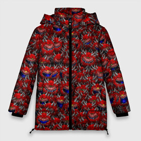 Женская зимняя куртка 3D с принтом Какодемоны (pixel-art) в Тюмени, верх — 100% полиэстер; подкладка — 100% полиэстер; утеплитель — 100% полиэстер | длина ниже бедра, силуэт Оверсайз. Есть воротник-стойка, отстегивающийся капюшон и ветрозащитная планка. 

Боковые карманы с листочкой на кнопках и внутренний карман на молнии | doom | демон | дум