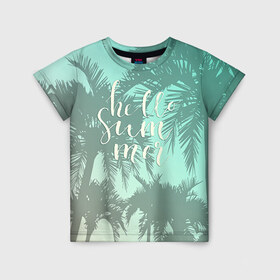 Детская футболка 3D с принтом HAWAII 8 в Тюмени, 100% гипоаллергенный полиэфир | прямой крой, круглый вырез горловины, длина до линии бедер, чуть спущенное плечо, ткань немного тянется | hawaii | гаваи | лето | океан | отдых | пальмы | пляж | серф