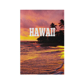 Обложка для паспорта матовая кожа с принтом HAWAII 2 в Тюмени, натуральная матовая кожа | размер 19,3 х 13,7 см; прозрачные пластиковые крепления | hawaii | гаваи | лето | океан | отдых | пальмы | пляж | серф