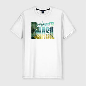 Мужская футболка премиум с принтом Бразилия в Тюмени, 92% хлопок, 8% лайкра | приталенный силуэт, круглый вырез ворота, длина до линии бедра, короткий рукав | brasil | бразилия | море | океан | пальмы | пляж