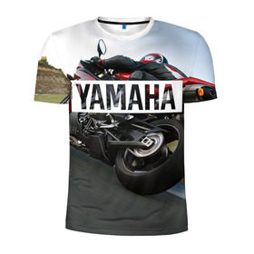 Мужская футболка 3D спортивная с принтом Yamaha 4 в Тюмени, 100% полиэстер с улучшенными характеристиками | приталенный силуэт, круглая горловина, широкие плечи, сужается к линии бедра | yamaha