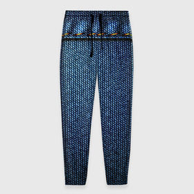 Мужские брюки 3D с принтом Джинс в Тюмени, 100% полиэстер | манжеты по низу, эластичный пояс регулируется шнурком, по бокам два кармана без застежек, внутренняя часть кармана из мелкой сетки | синий | ткань
