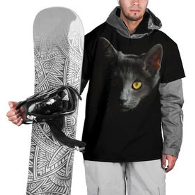 Накидка на куртку 3D с принтом Кошачий взгляд в Тюмени, 100% полиэстер |  | глаз | киска | кот | котёнок | кошка | прикольные картинки | темнота | тьма