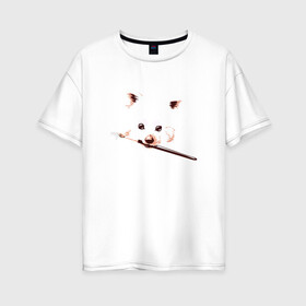 Женская футболка хлопок Oversize с принтом Лиса с кисточкой в Тюмени, 100% хлопок | свободный крой, круглый ворот, спущенный рукав, длина до линии бедер
 | foxy | лис | лиса | фыр фыр