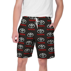 Мужские шорты 3D с принтом Toyota в Тюмени,  полиэстер 100% | прямой крой, два кармана без застежек по бокам. Мягкая трикотажная резинка на поясе, внутри которой широкие завязки. Длина чуть выше колен | тайота