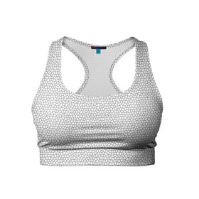 Женский спортивный топ 3D с принтом Витраж Белый в Тюмени, 82% полиэстер, 18% спандекс Ткань безопасна для здоровья, позволяет коже дышать, не мнется и не растягивается |  | texture | белый | витраж | текстура