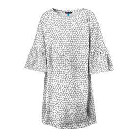 Детское платье 3D с принтом Витраж Белый в Тюмени, 100% полиэстер | прямой силуэт, чуть расширенный к низу. Круглая горловина, на рукавах — воланы | texture | белый | витраж | текстура
