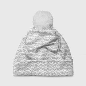 Шапка 3D c помпоном с принтом Витраж Белый в Тюмени, 100% полиэстер | универсальный размер, печать по всей поверхности изделия | texture | белый | витраж | текстура