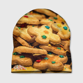 Шапка 3D с принтом Печеньки в Тюмени, 100% полиэстер | универсальный размер, печать по всей поверхности изделия | Тематика изображения на принте: десерт | еда | новый год | печенье | праздник | сладости