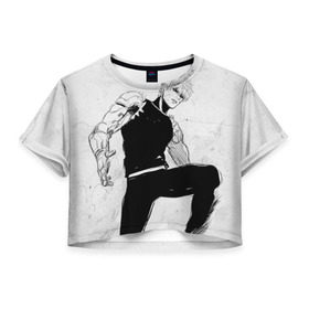 Женская футболка 3D укороченная с принтом Genos в Тюмени, 100% полиэстер | круглая горловина, длина футболки до линии талии, рукава с отворотами | genos | one punch man | ванпанчмен | генос