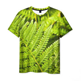 Мужская футболка 3D с принтом Папоротник в Тюмени, 100% полиэфир | прямой крой, круглый вырез горловины, длина до линии бедер | Тематика изображения на принте: ботаника | зелень | листья | папоротник | природа | растения | цветок