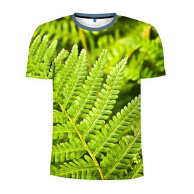 Мужская футболка 3D спортивная с принтом Папоротник в Тюмени, 100% полиэстер с улучшенными характеристиками | приталенный силуэт, круглая горловина, широкие плечи, сужается к линии бедра | ботаника | зелень | листья | папоротник | природа | растения | цветок