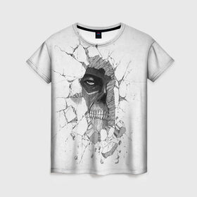 Женская футболка 3D с принтом Titan в Тюмени, 100% полиэфир ( синтетическое хлопкоподобное полотно) | прямой крой, круглый вырез горловины, длина до линии бедер | attack on titan | атака титанов | вторжение гигантов