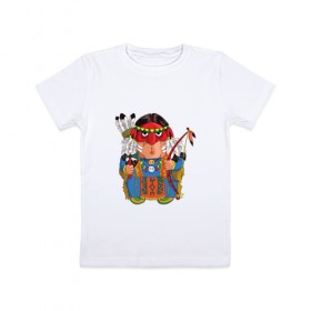 Детская футболка хлопок с принтом Забавные Индейцы 7 в Тюмени, 100% хлопок | круглый вырез горловины, полуприлегающий силуэт, длина до линии бедер | 