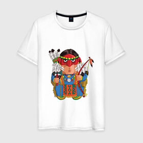 Мужская футболка хлопок с принтом Забавные Индейцы 7 в Тюмени, 100% хлопок | прямой крой, круглый вырез горловины, длина до линии бедер, слегка спущенное плечо. | Тематика изображения на принте: 