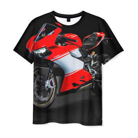 Мужская футболка 3D с принтом Ducati в Тюмени, 100% полиэфир | прямой крой, круглый вырез горловины, длина до линии бедер | ducati | мото | мотоцикл | скорость